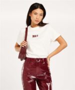JOSH V T-Shirt Dorie Regular Fit Bordeaux Lette