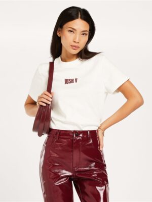 JOSH V T-Shirt Dorie Regular Fit Bordeaux Lette
