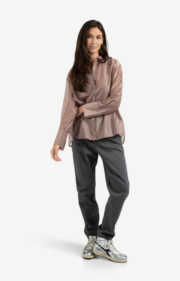 Blouse 01-201171-509 Sheer Back Slit