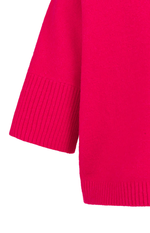 Knit 01-000437-601 Rib Sleeves Rose Red