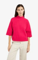 Knit 01-000437-601 Rib Sleeves Rose Red