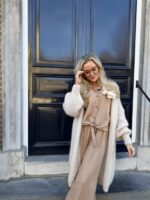 Linnenlook Set Met Top Kapm.+broek Camel