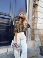 Longsleeve Stripes 1445 Bruin Geel