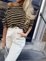 Longsleeve Stripes 1445 Bruin Geel