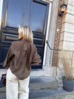 Bow Blouse Lace Details Bruin