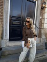 Hemdje Lace Details Mouw Bruin