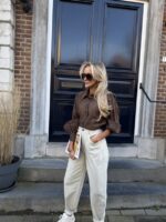 Hemdje Lace Details Mouw Bruin