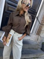 Hemdje Lace Details Mouw Bruin