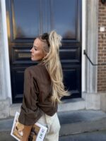 Hemdje Lace Details Mouw Bruin