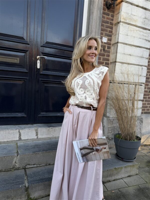 Wide Leg Cotton + Riem Roos 824687