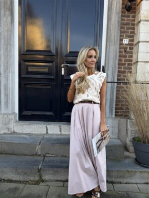 Wide Leg Cotton + Riem Roos 824687