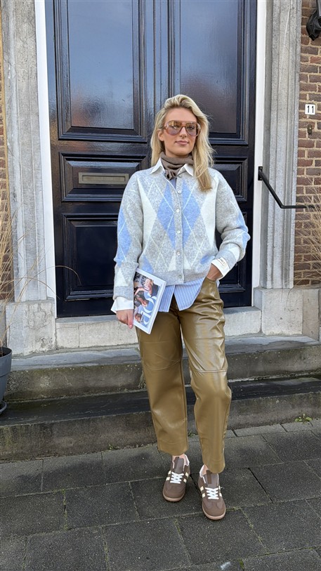 Knitvest Yp1972 Ruit Grijs Geel