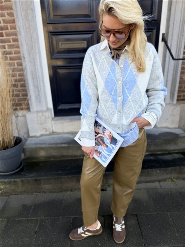 Knitvest Yp1972 Ruit Grijs Geel