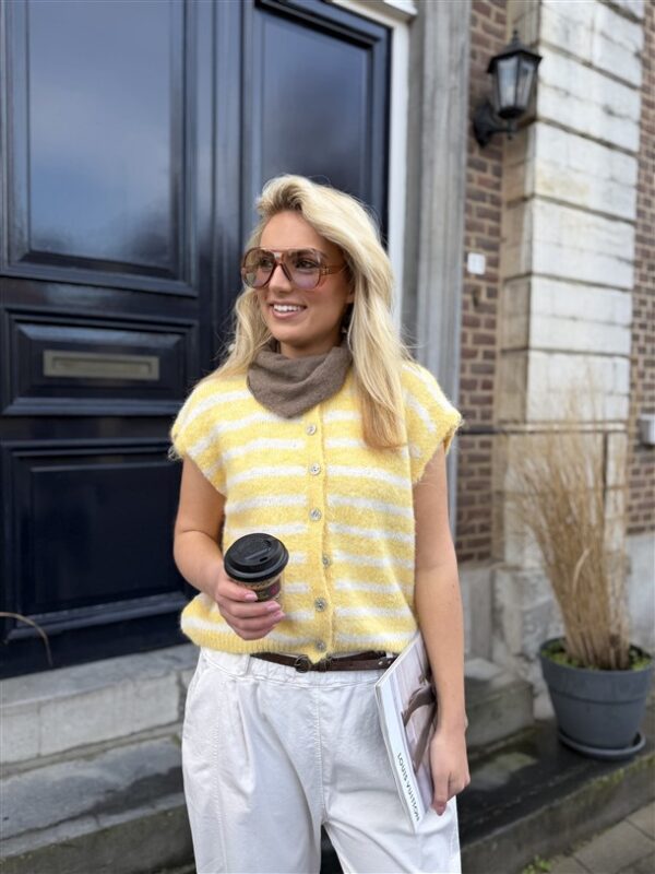 Knit 51065 Sleeveless Gestreept Geel