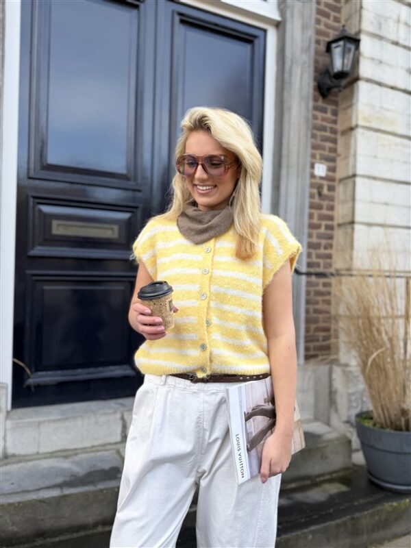 Knit 51065 Sleeveless Gestreept Geel