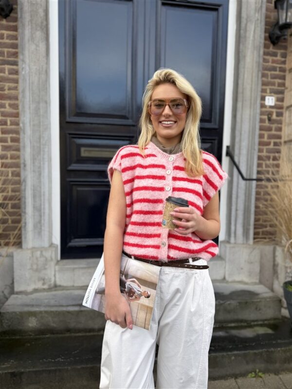 Knit 51065 Sleeveless Gestreept Roos