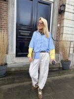 Hemd Stripes W5920 2 Color Sleeve Blauw