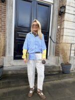 Hemd Stripes W5920 2 Color Sleeve Blauw