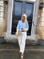 Hemd Stripes W5920 2 Color Sleeve Blauw