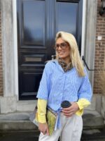 Hemd Stripes W5920 2 Color Sleeve Blauw