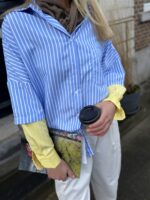 Hemd Stripes W5920 2 Color Sleeve Blauw