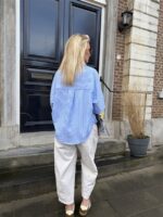 Hemd Stripes W5920 2 Color Sleeve Blauw