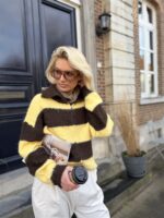 Knitvest Yp1934 Gestreept Bruin Geel