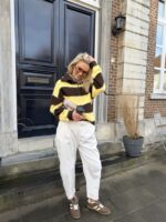 Knitvest Yp1934 Gestreept Bruin Geel