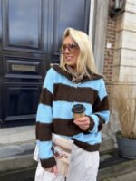 Knitvest Yp19354 Gestreept Bruin Blauw