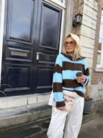 Knitvest Yp19354 Gestreept Bruin Blauw