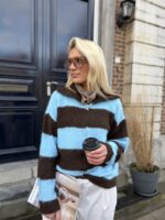 Knitvest Yp19354 Gestreept Bruin Blauw
