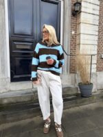 Knitvest Yp19354 Gestreept Bruin Blauw