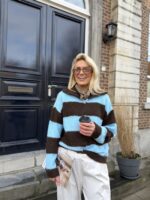 Knitvest Yp19354 Gestreept Bruin Blauw