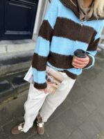 Knitvest Yp19354 Gestreept Bruin Blauw