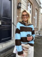 Knitvest Yp19354 Gestreept Bruin Blauw