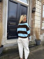 Knitvest Yp19354 Gestreept Bruin Blauw