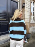 Knitvest Yp19354 Gestreept Bruin Blauw