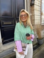 Hemd Stripes W5920 2 Color Sleeve Groen