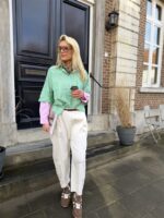 Hemd Stripes W5920 2 Color Sleeve Groen