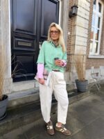 Hemd Stripes W5920 2 Color Sleeve Groen