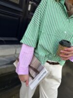 Hemd Stripes W5920 2 Color Sleeve Groen