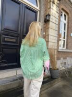 Hemd Stripes W5920 2 Color Sleeve Groen