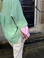 Hemd Stripes W5920 2 Color Sleeve Groen