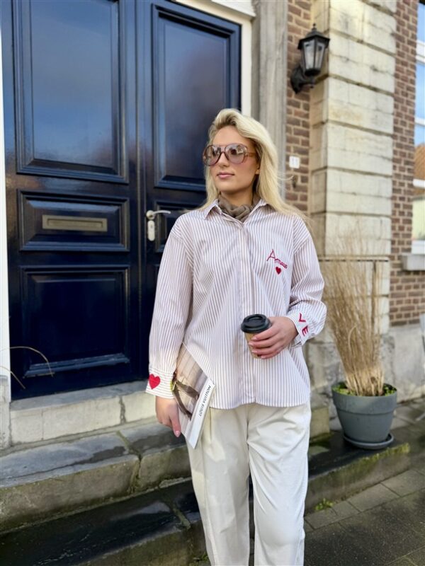Hemd Gestreept Amour Beige