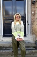 Knitvest 51278 Stripes Det Ruffle Kaki