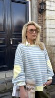 Sweater Stripes Hartje Mouw Blauw Geel