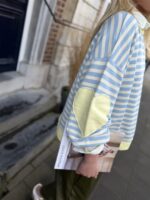 Sweater Stripes Hartje Mouw Blauw Geel