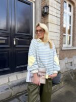 Sweater Stripes Hartje Mouw Blauw Geel