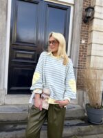 Sweater Stripes Hartje Mouw Blauw Geel