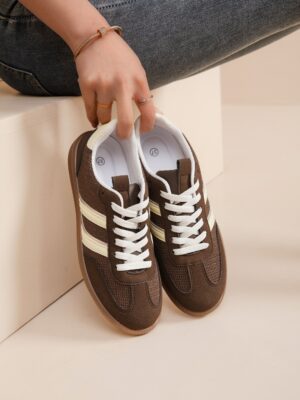 Sneaker 9203 Strepen Bruin